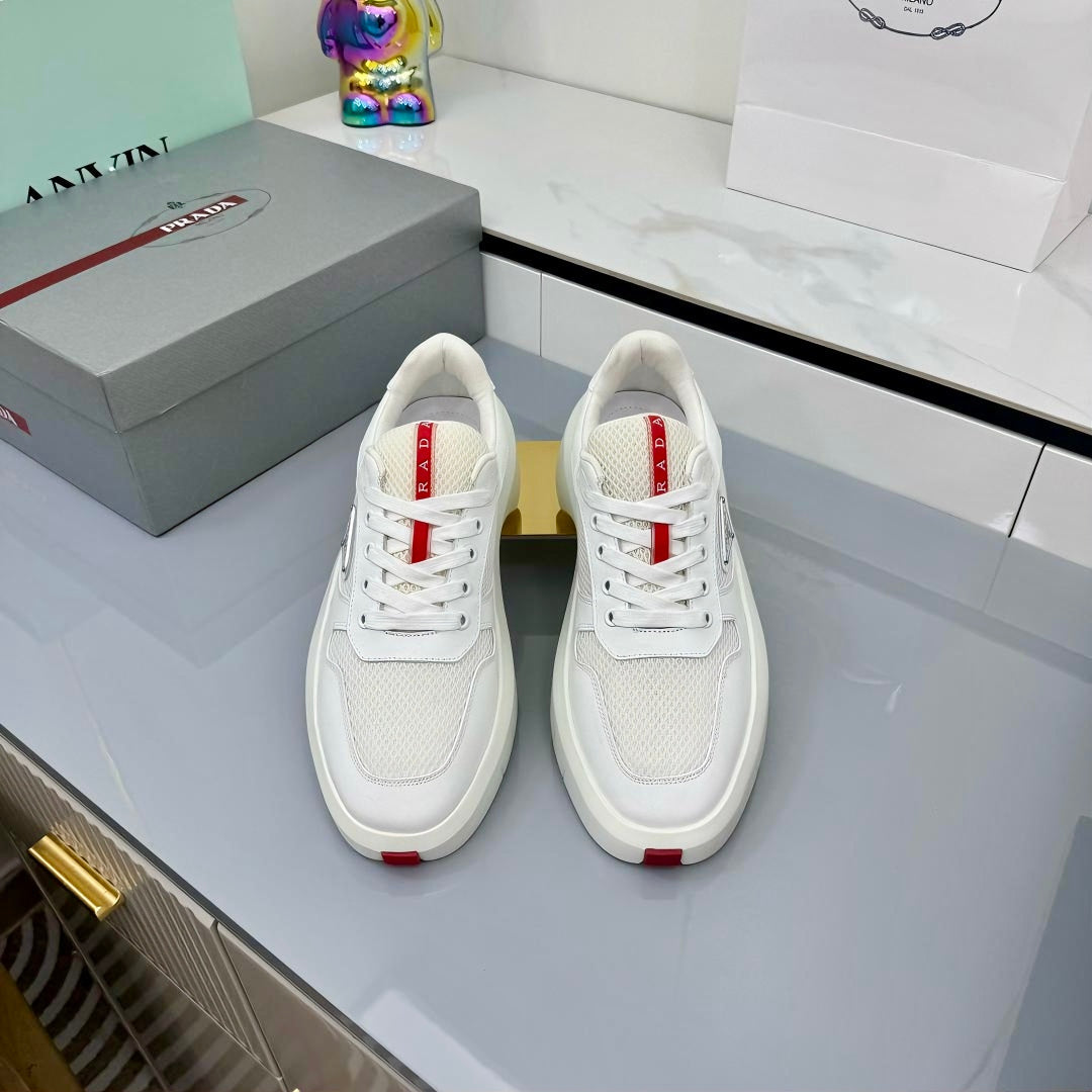 PRADA 25S SNEAKERS IN WHITE CALFSKIN - 35