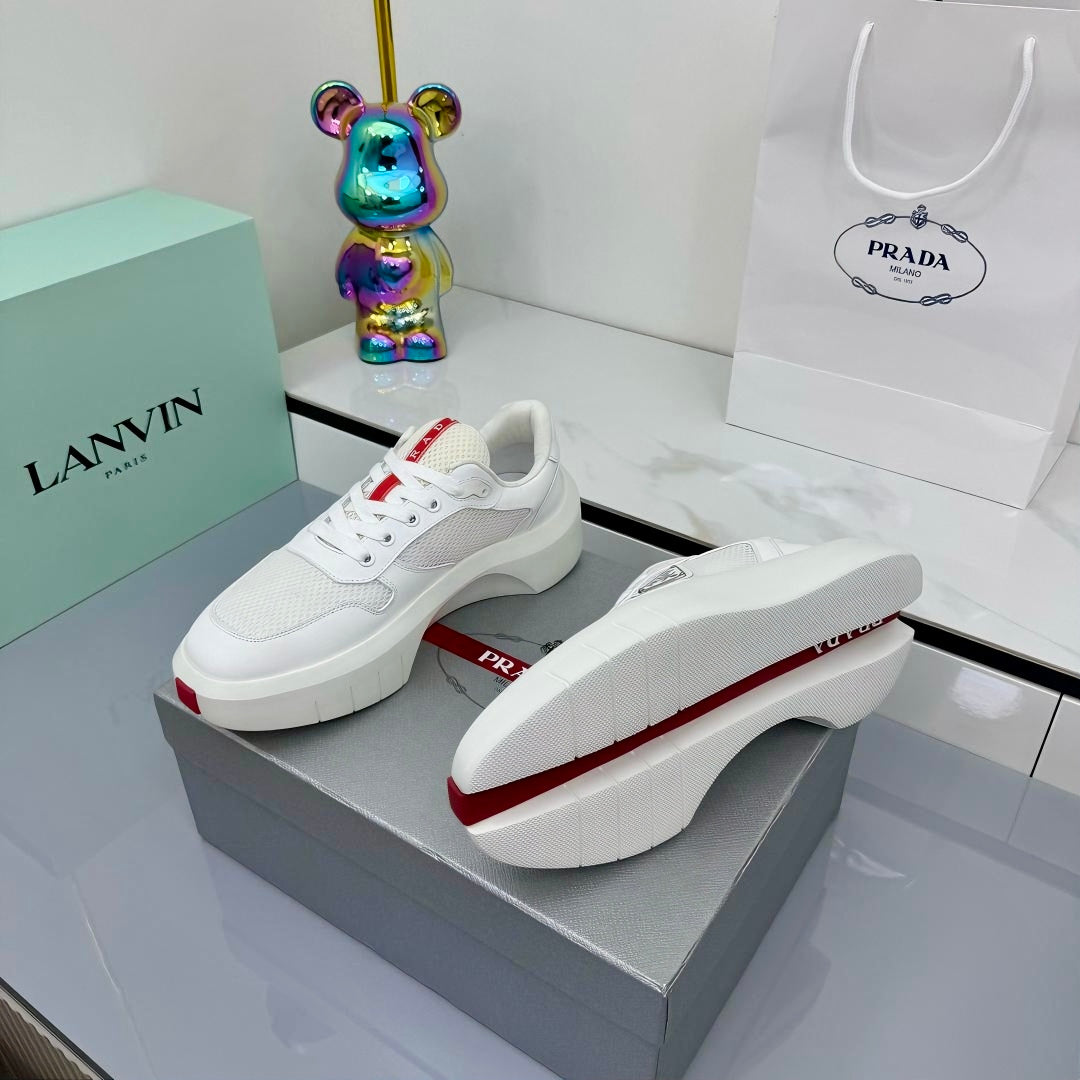 PRADA 25S SNEAKERS IN WHITE CALFSKIN - 35