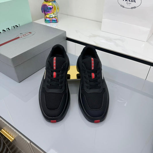 PRADA 25S SNEAKERS IN BLACK CALFSKIN - 35