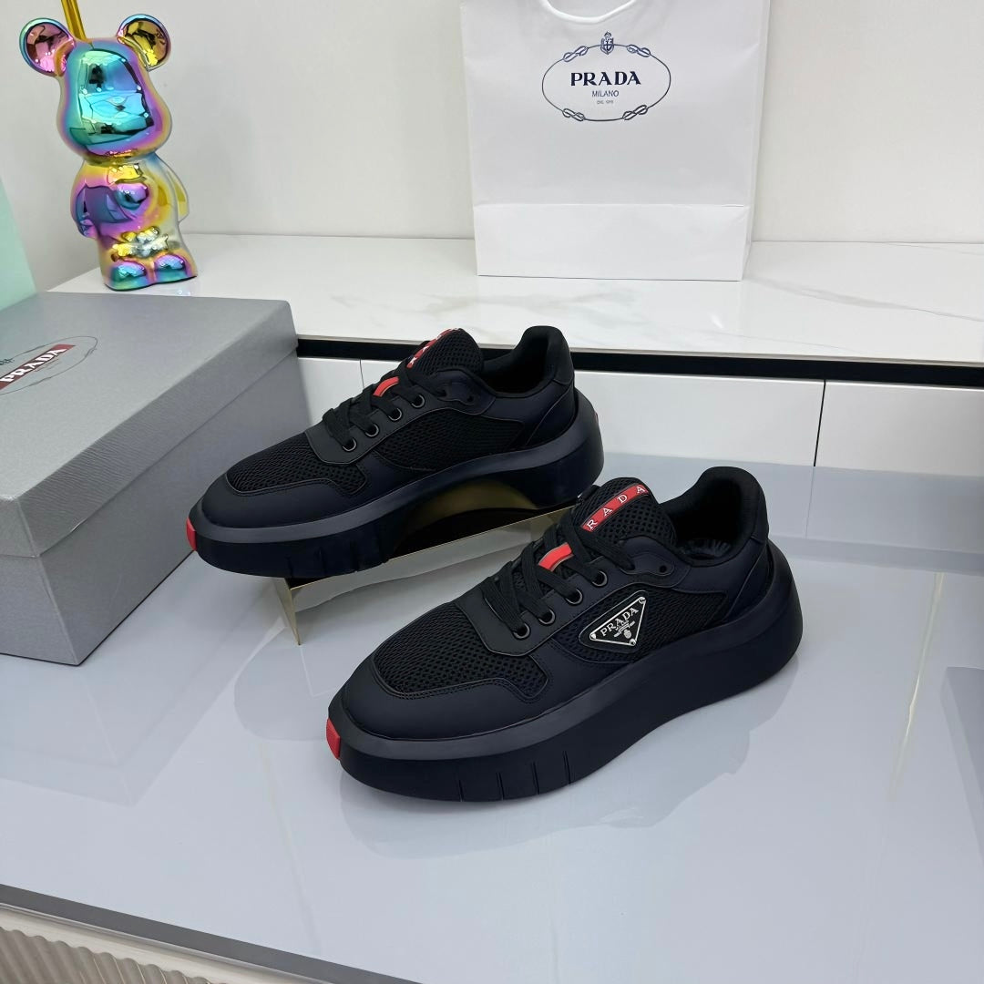 PRADA 25S SNEAKERS IN BLACK CALFSKIN - 35
