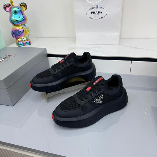 PRADA 25S SNEAKERS IN BLACK CALFSKIN - 35