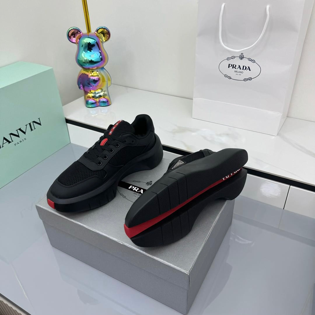 PRADA 25S SNEAKERS IN BLACK CALFSKIN - 35