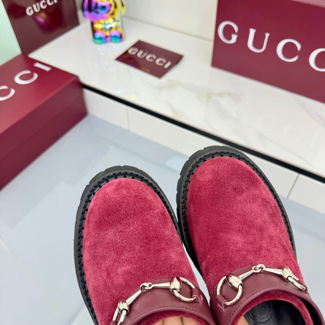 GG PLATFORM MULES 25S IN RED SUEDE - 35