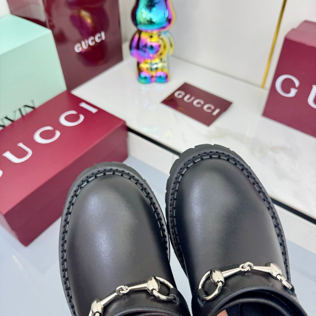 GG PLATFORM MULES 25S IN BLACK CALFSKIN - 35