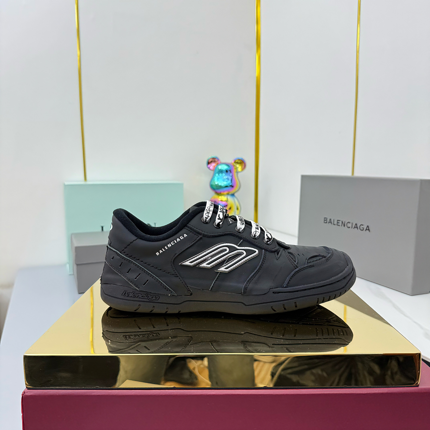 BALENCIAGA 25S SNEAKERS IN BLACK LEATHER - 35