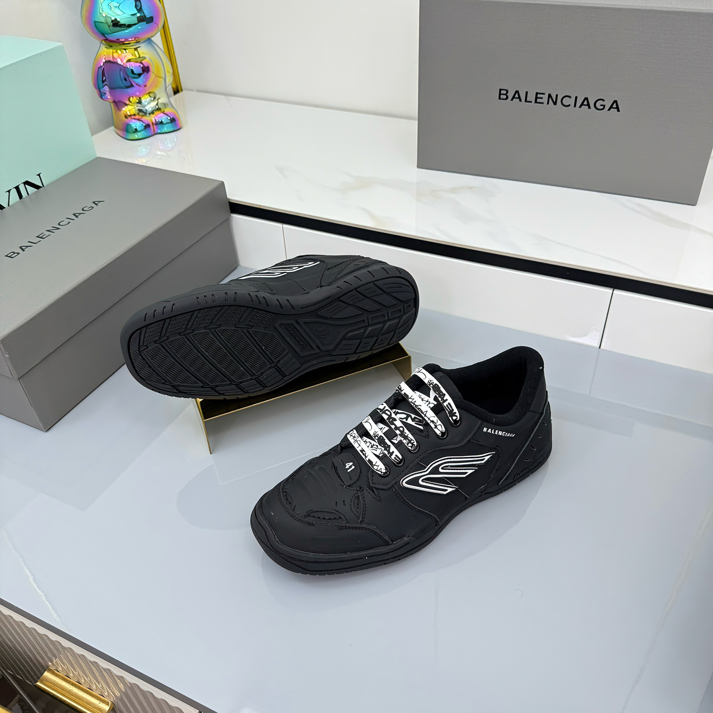 BALENCIAGA 25S SNEAKERS IN BLACK LEATHER - 35