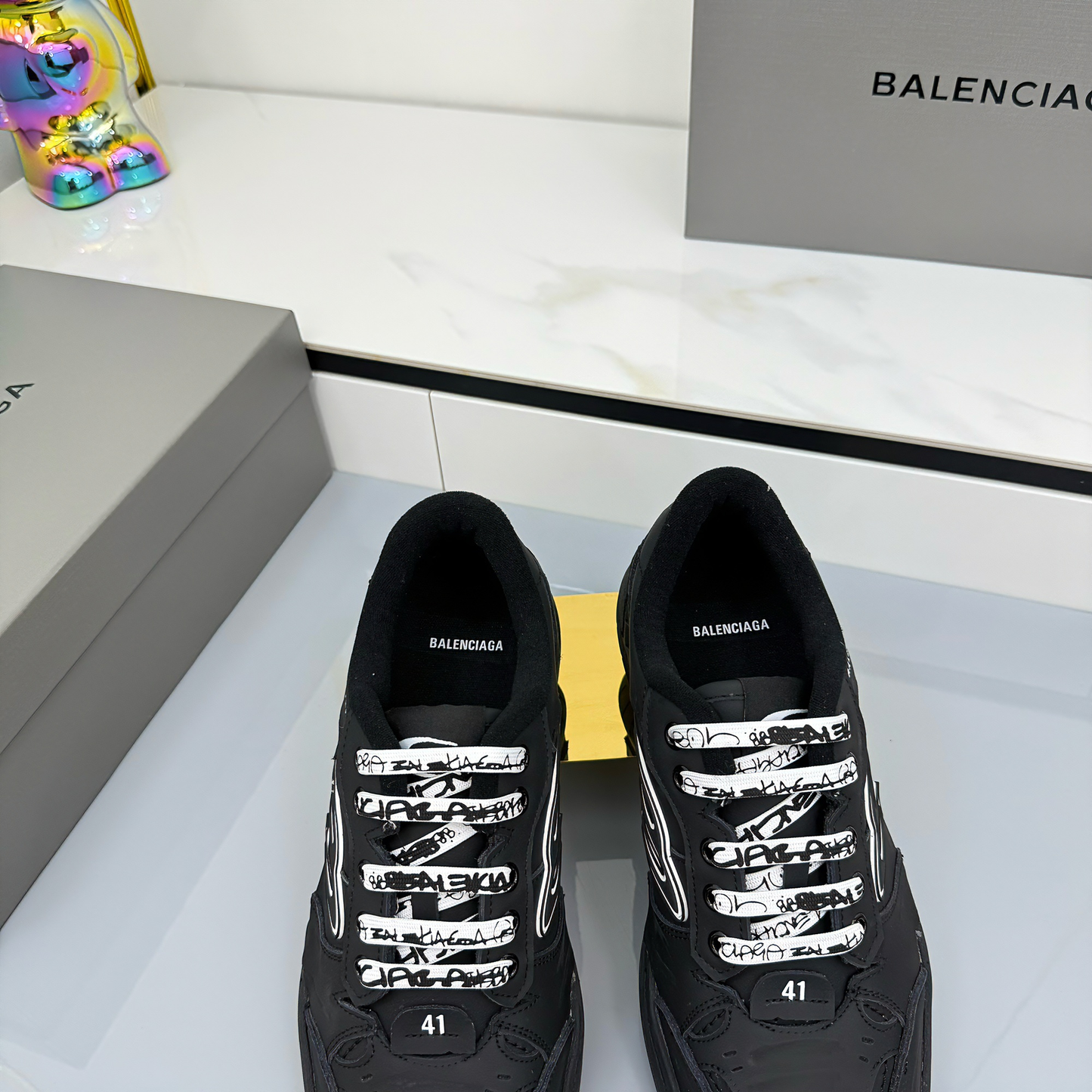 BALENCIAGA 25S SNEAKERS IN BLACK LEATHER - 35