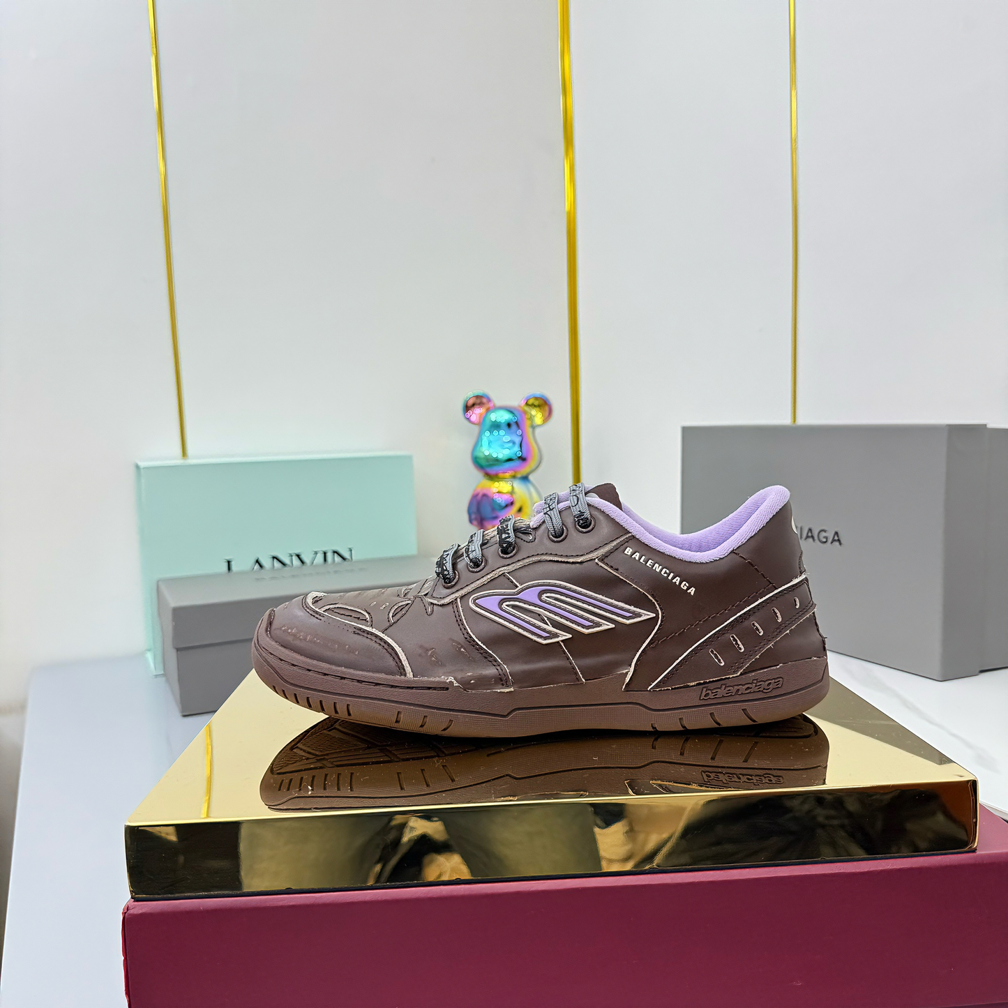 BALENCIAGA 25S SNEAKERS IN DEEP BROWN LEATHER - 35