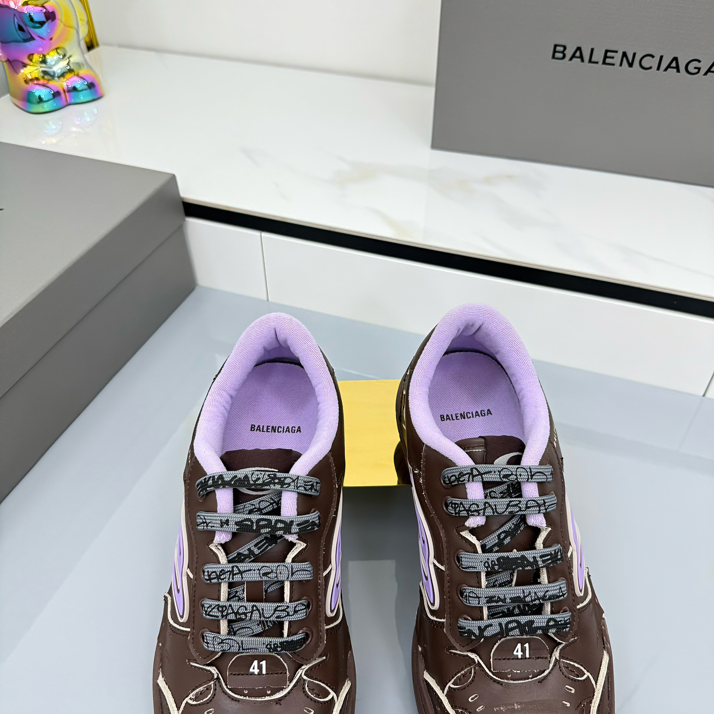 BALENCIAGA 25S SNEAKERS IN DEEP BROWN LEATHER - 35
