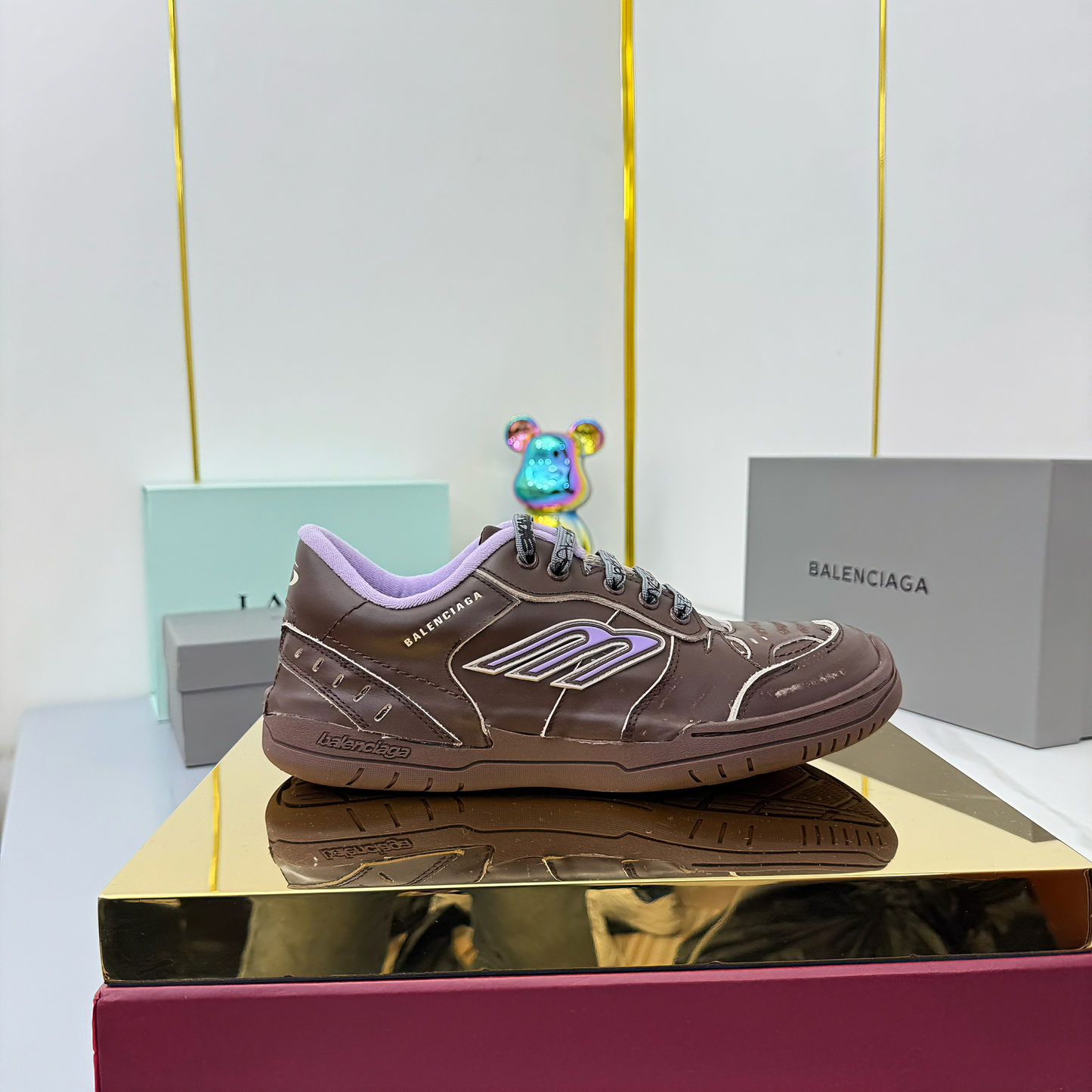 BALENCIAGA 25S SNEAKERS IN DEEP BROWN LEATHER - 35