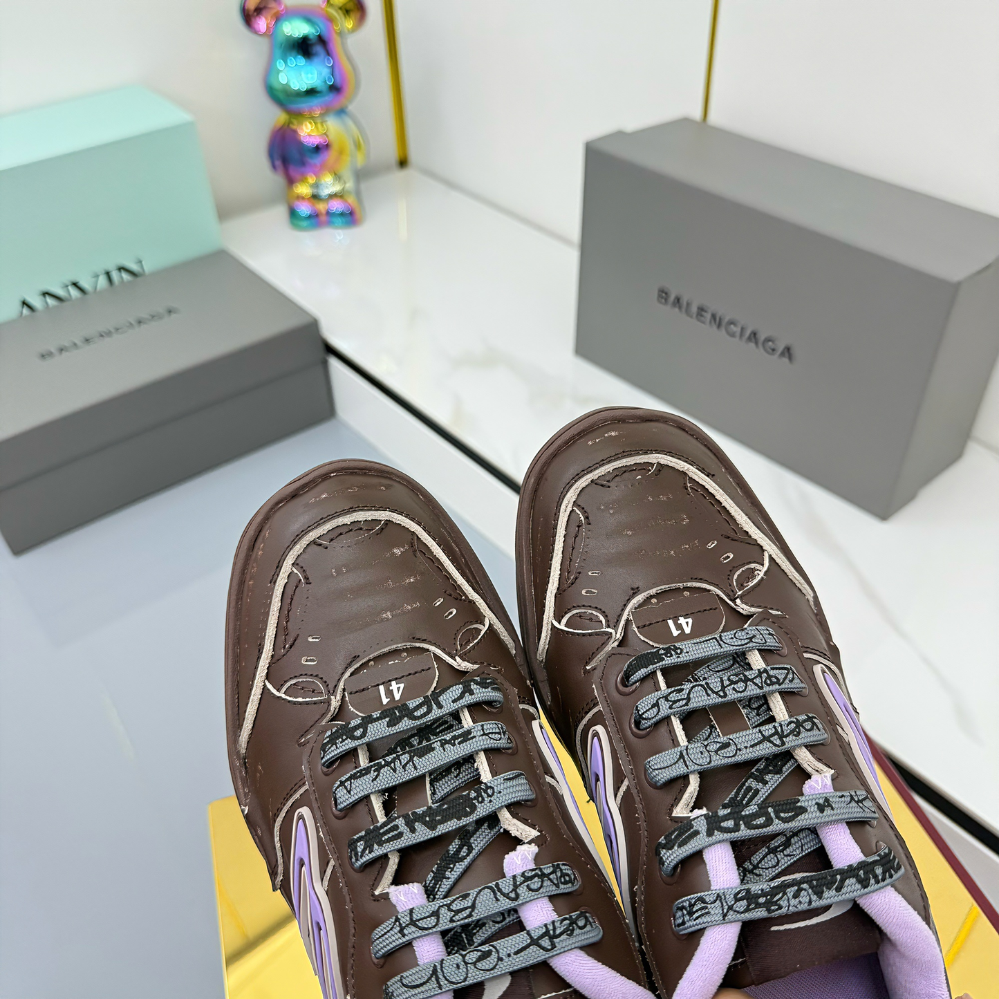 BALENCIAGA 25S SNEAKERS IN DEEP BROWN LEATHER - 35