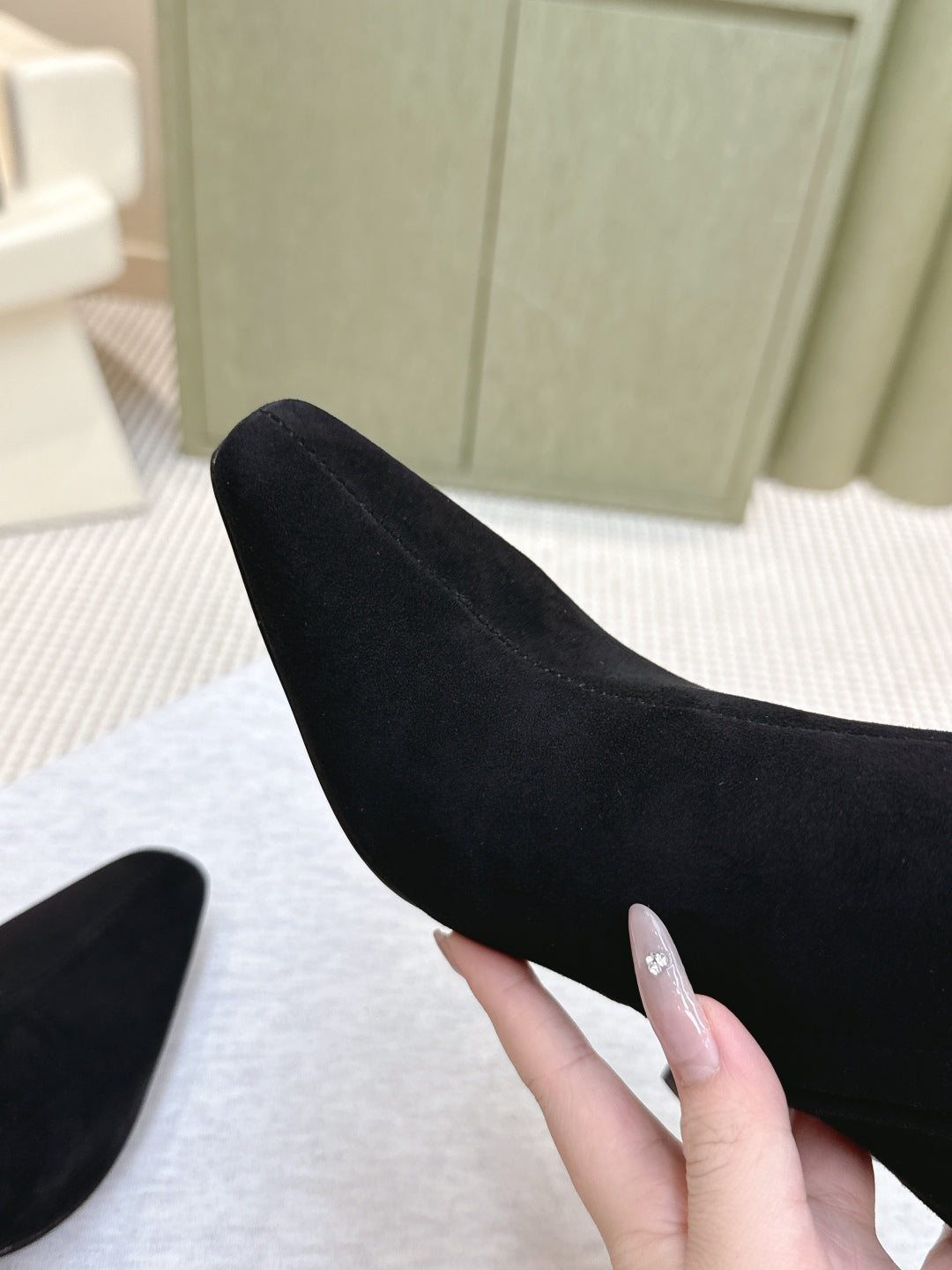 YSL 25S HEELED ANKLE BOOTS 75 MM IN BLACK SUEDE - 35
