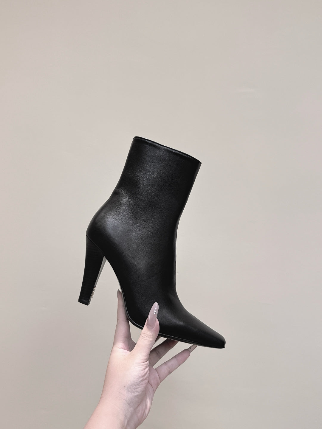 YSL 25S HEELED ANKLE BOOTS 75 MM IN BLACK LAMBSKIN - 35