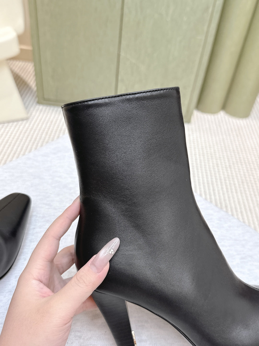YSL 25S HEELED ANKLE BOOTS 75 MM IN BLACK LAMBSKIN - 35