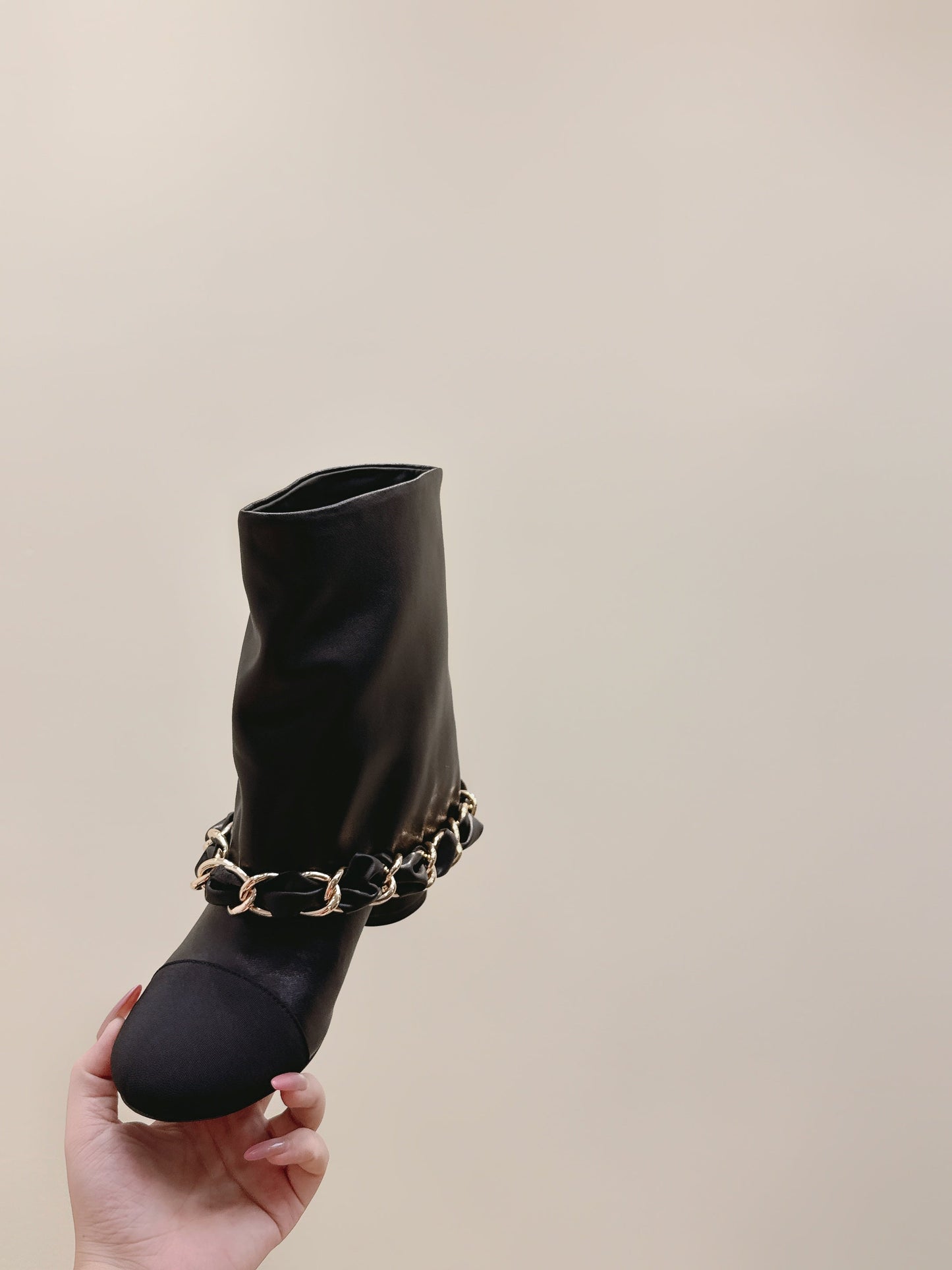 CHANEL 25S CALF-LENGTH BOOTS 45MM IN BLACK CALFSKIN GOLD HARDWARE - 35