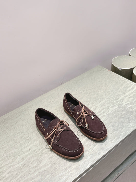 ЛОФЕРИ CELINE 26S НА ШНУРІВЦІ З ТЕМНО-КОРИЧНЕВОЇ ЗАМШІ