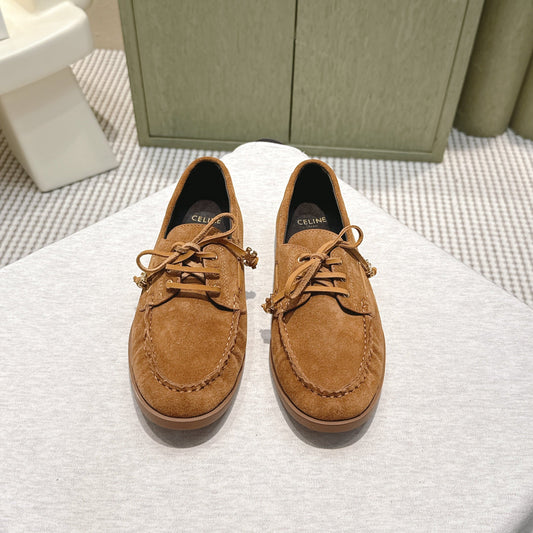 ШНУРОВАНІ ЛОФЕРИ CELINE 26S З КОРИЧНЕВОЇ ЗАМШІ