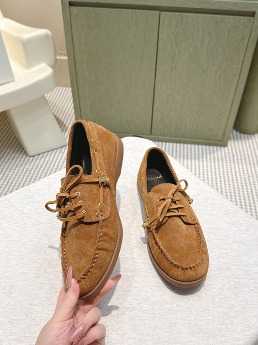 ШНУРОВАНІ ЛОФЕРИ CELINE 26S З КОРИЧНЕВОЇ ЗАМШІ