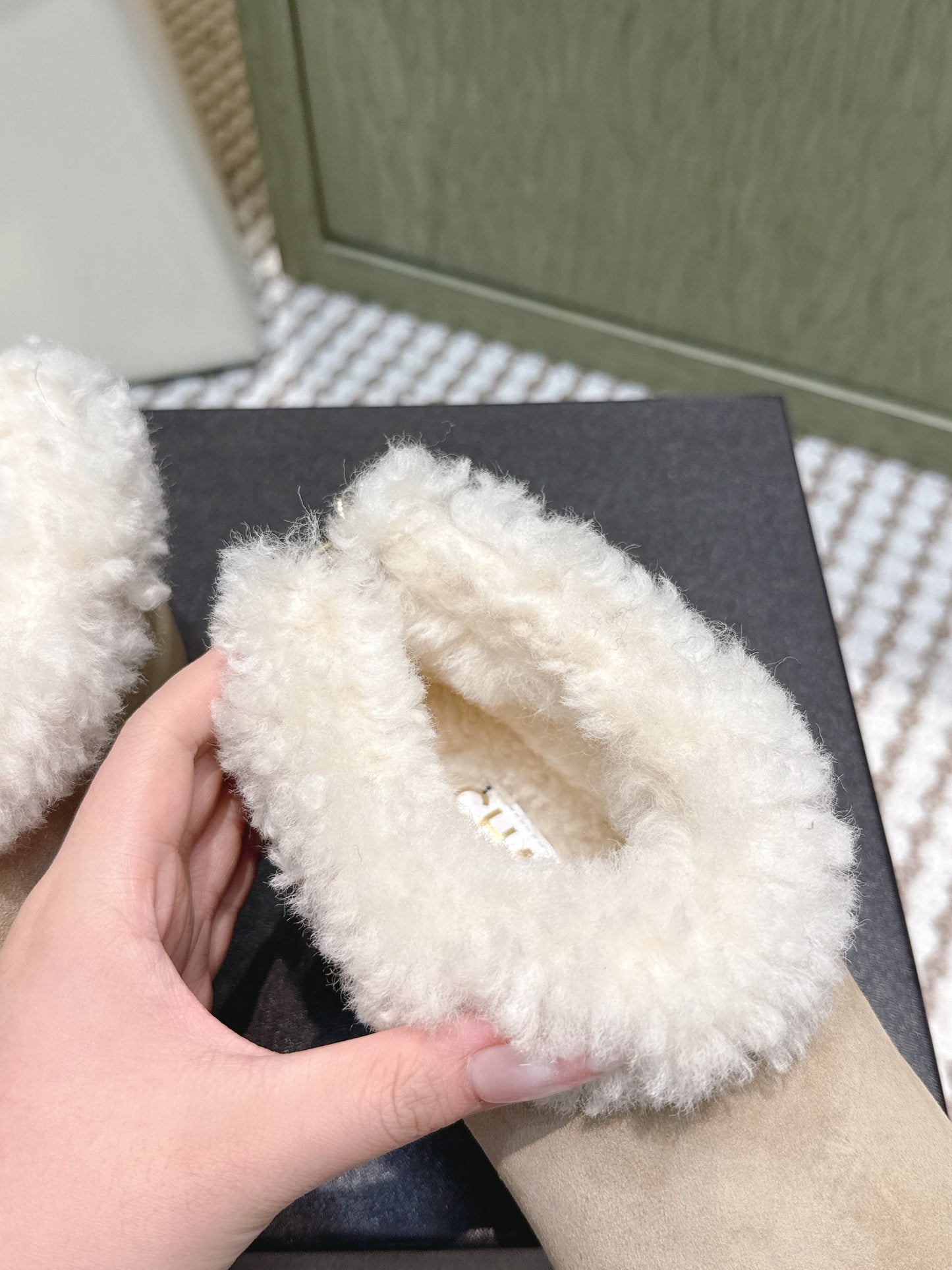 CHANEL 25S SHORT SUEDE BOOTS IN BEIGE AND BLACK WITH SHEEPSKIN LINING - 35