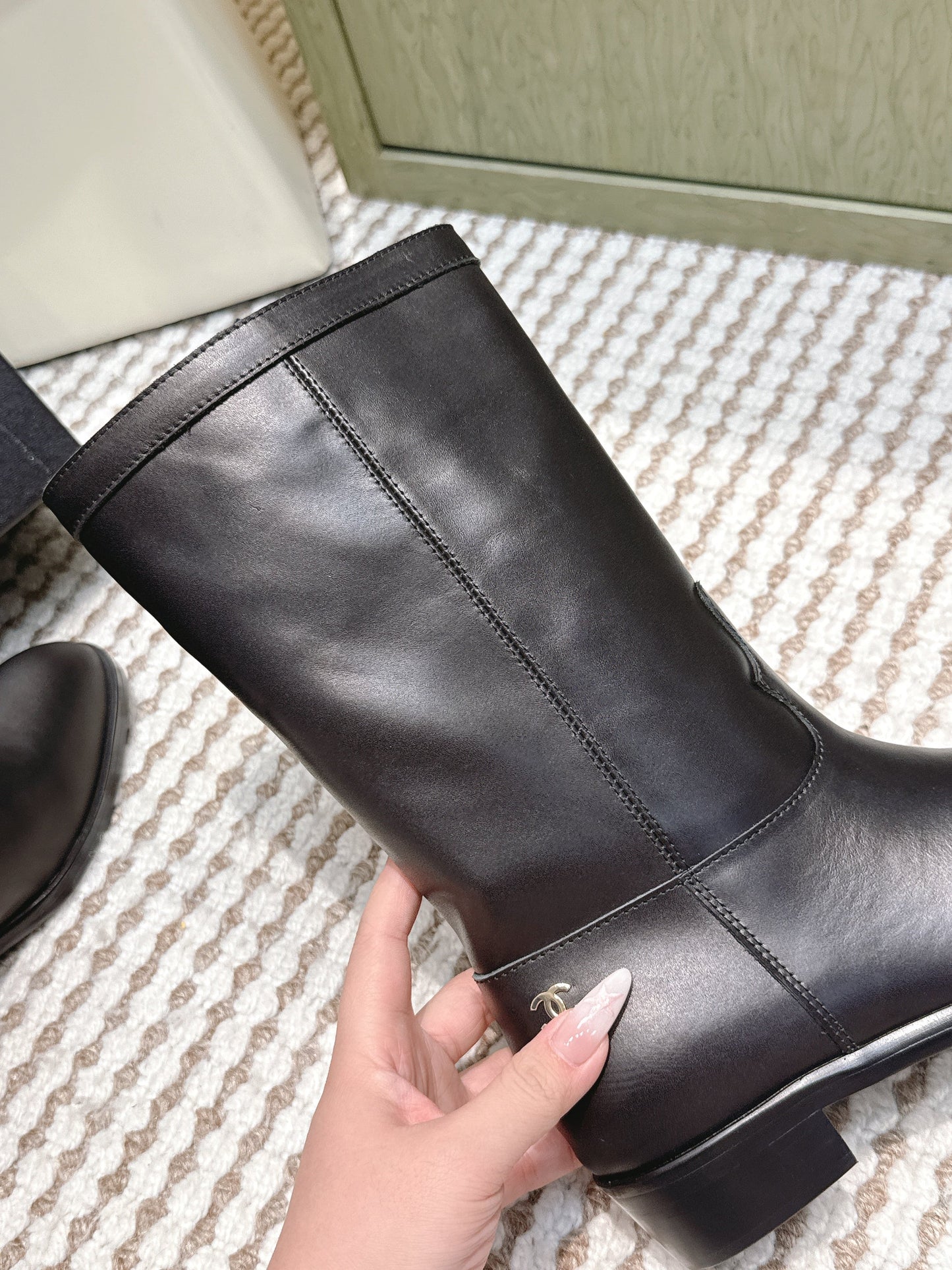 CHANEL 25S MID-CALF BOOTS IN BLACK CALFSKIN - 35