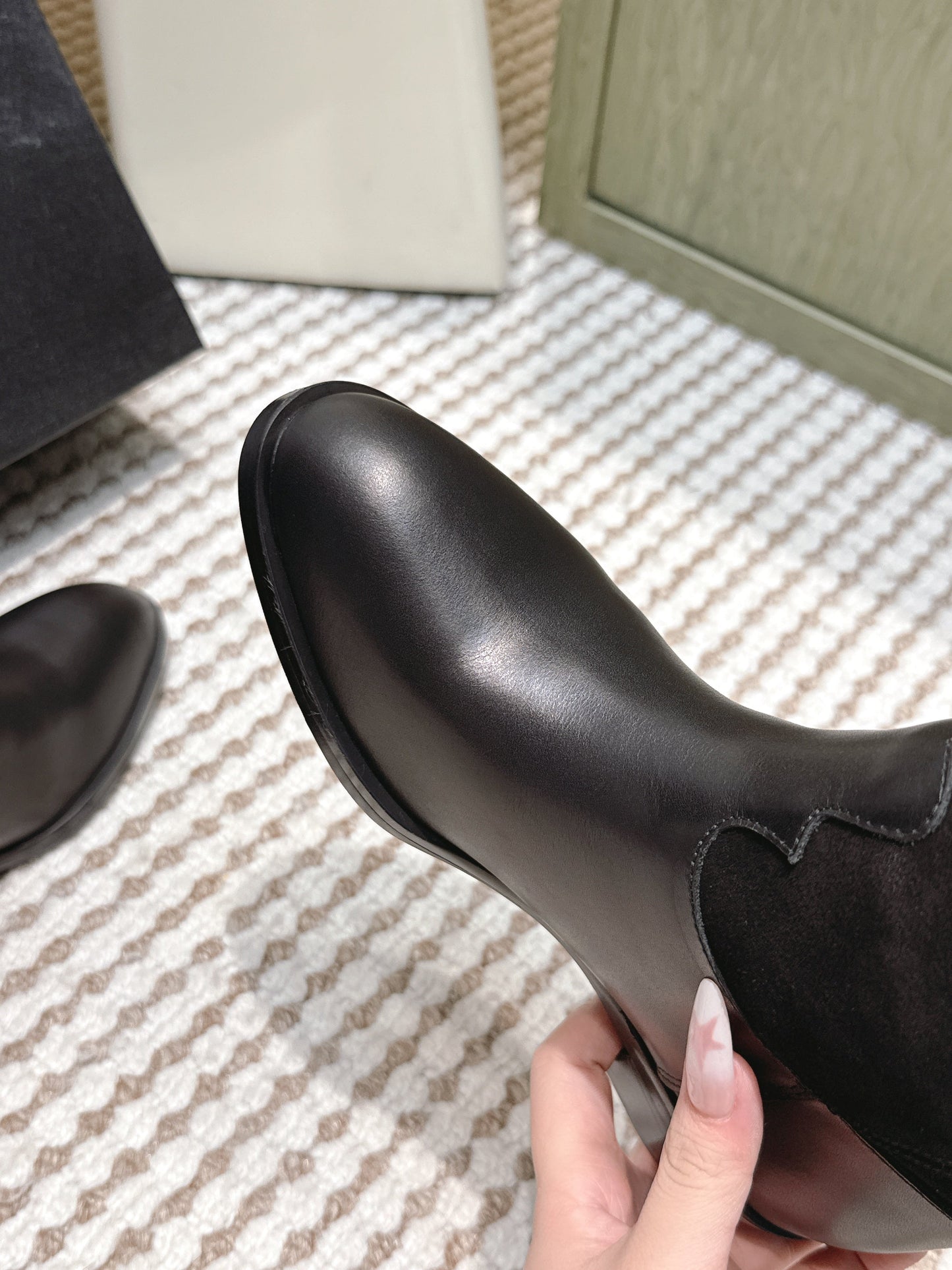 CHANEL 25S KNEE-HIGH BOOTS IN BLACK SUEDE AND CALFSKIN - 35