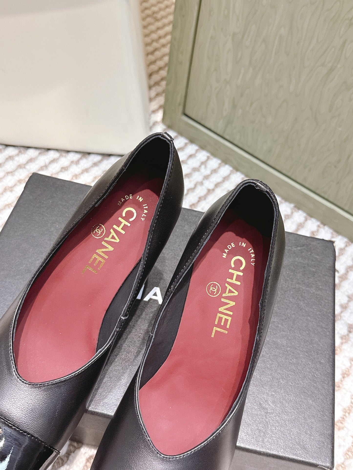 CHANEL 25S SQUARE-TOE HIGH HEELS 90MM IN BLACK CALFSKIN - 35