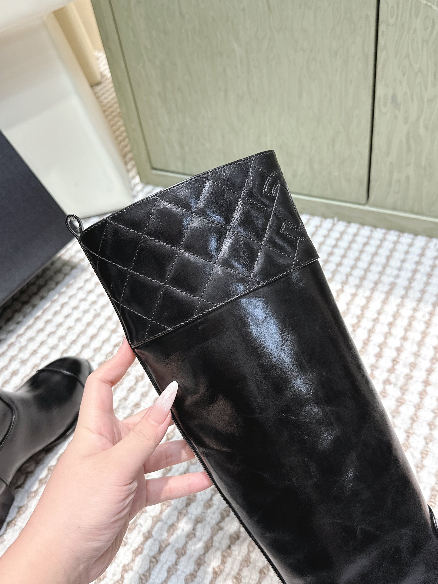 CHANEL 25S HIGH-CALF COWBOY BOOTS IN BLACK CALFSKIN DIAMOND-QUILTED - 35