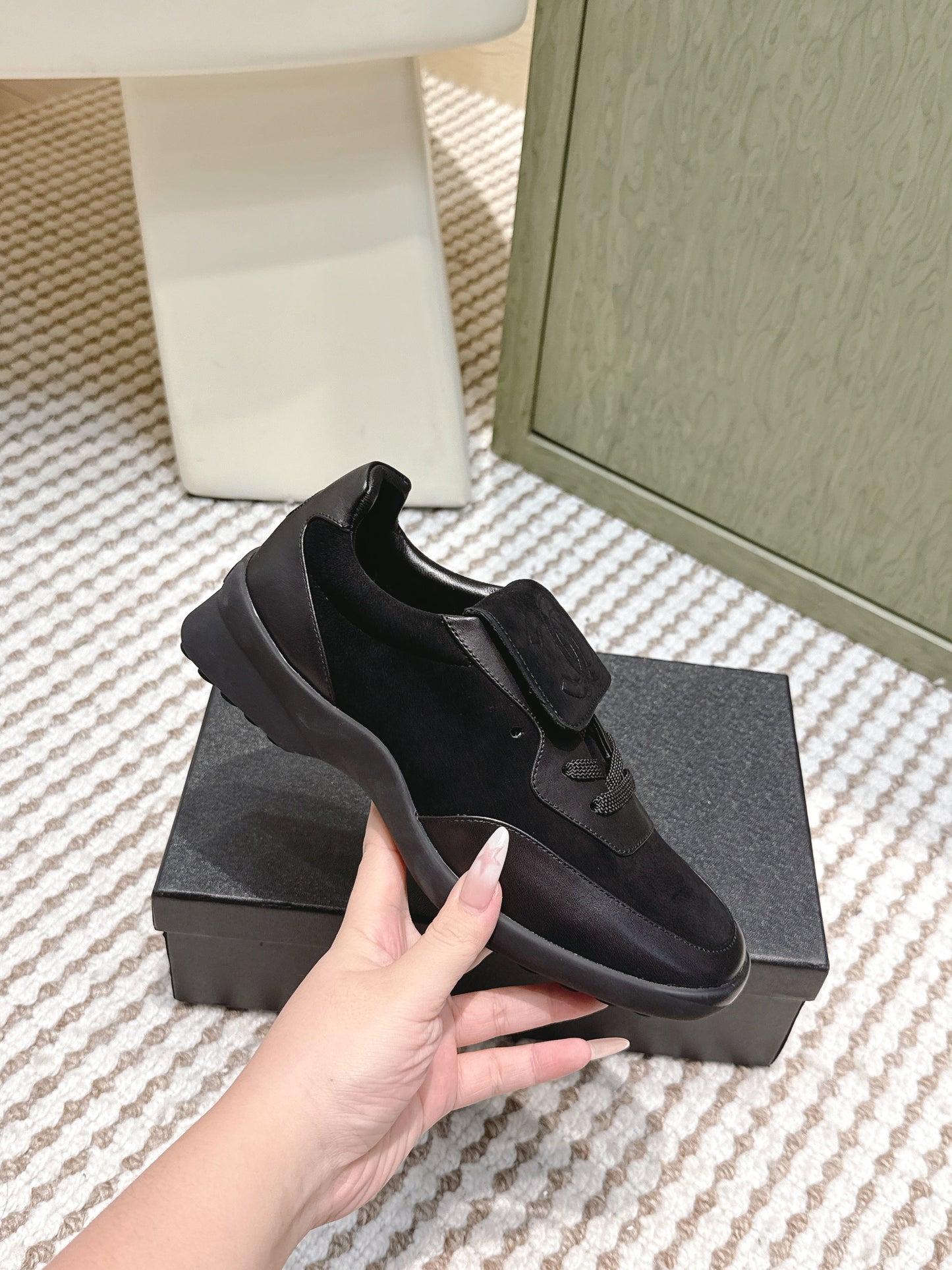 CHANEL 25S SNEAKERS 35MM IN BLACK SUEDE WITH VELCRO STRAPS - 35