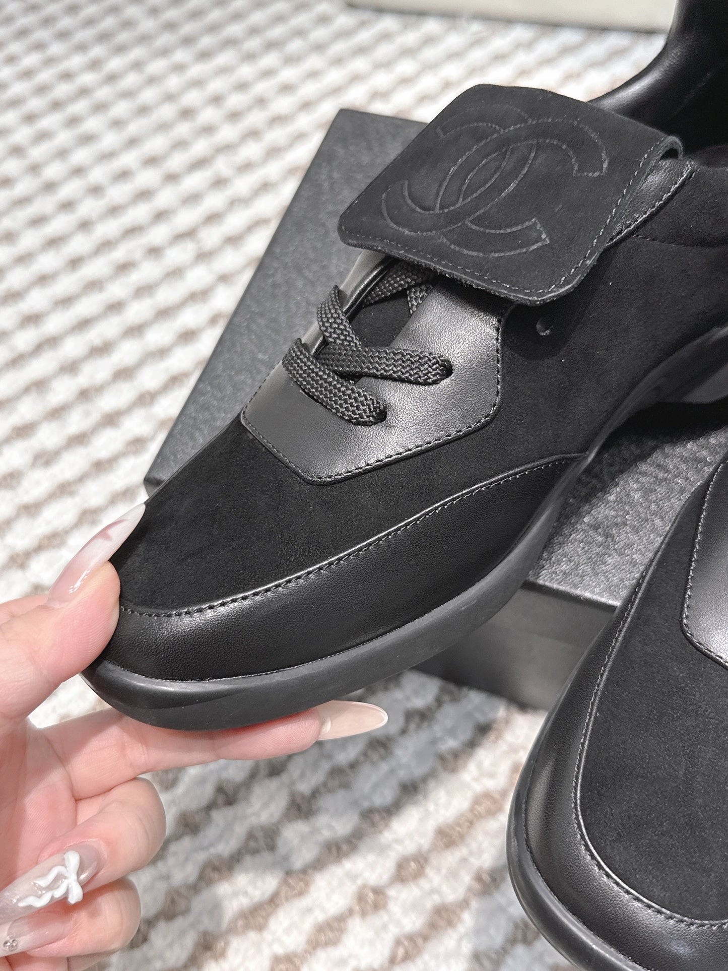 CHANEL 25S SNEAKERS 35MM IN BLACK SUEDE WITH VELCRO STRAPS - 35