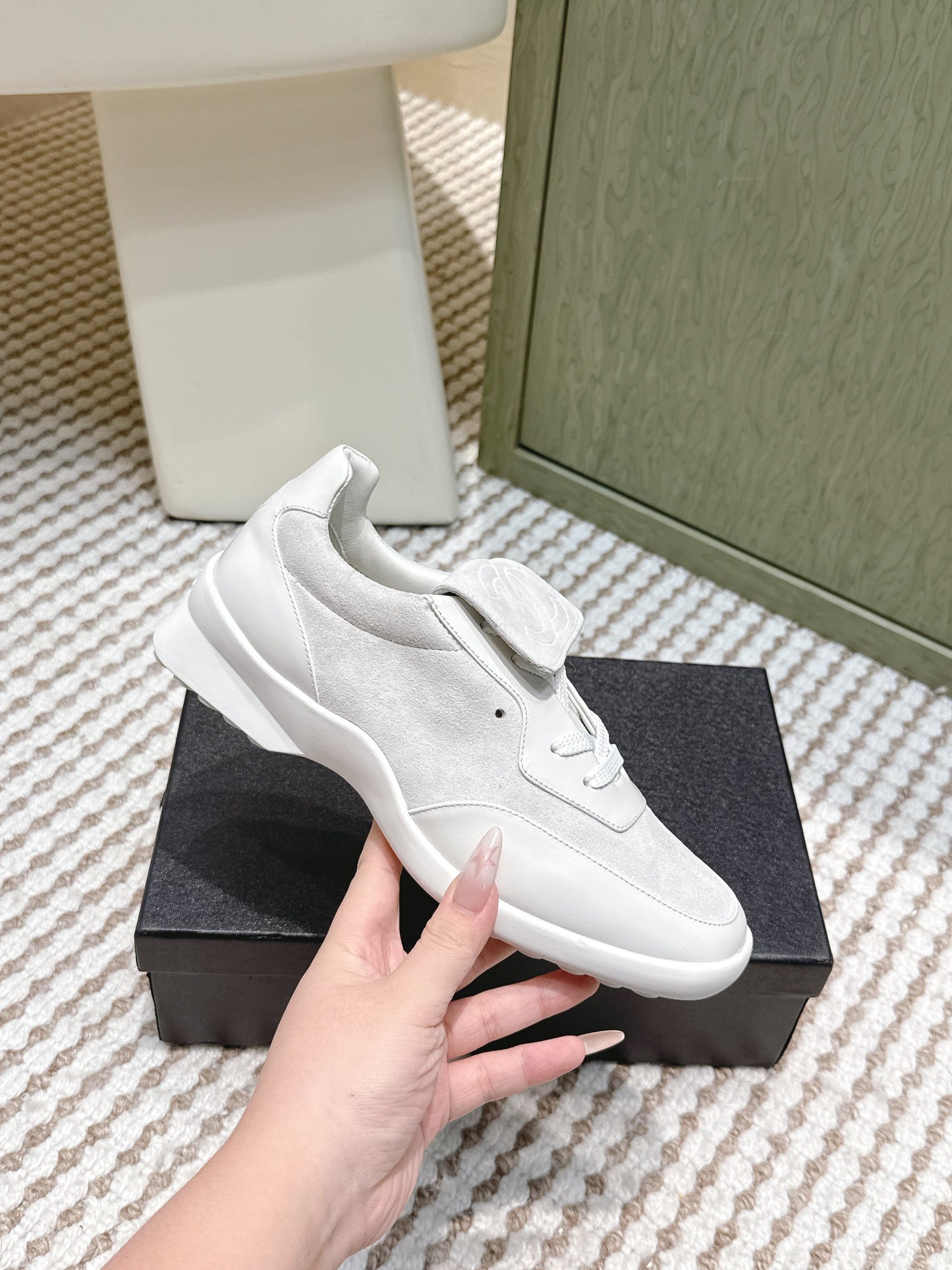 CHANEL 25S SNEAKERS 35MM IN GREIGE SUEDE WITH VELCRO STRAPS - 35