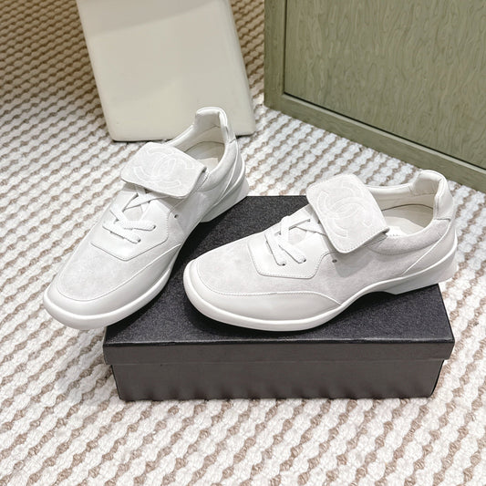 CHANEL 25S SNEAKERS 35MM IN GREIGE SUEDE WITH VELCRO STRAPS - 35