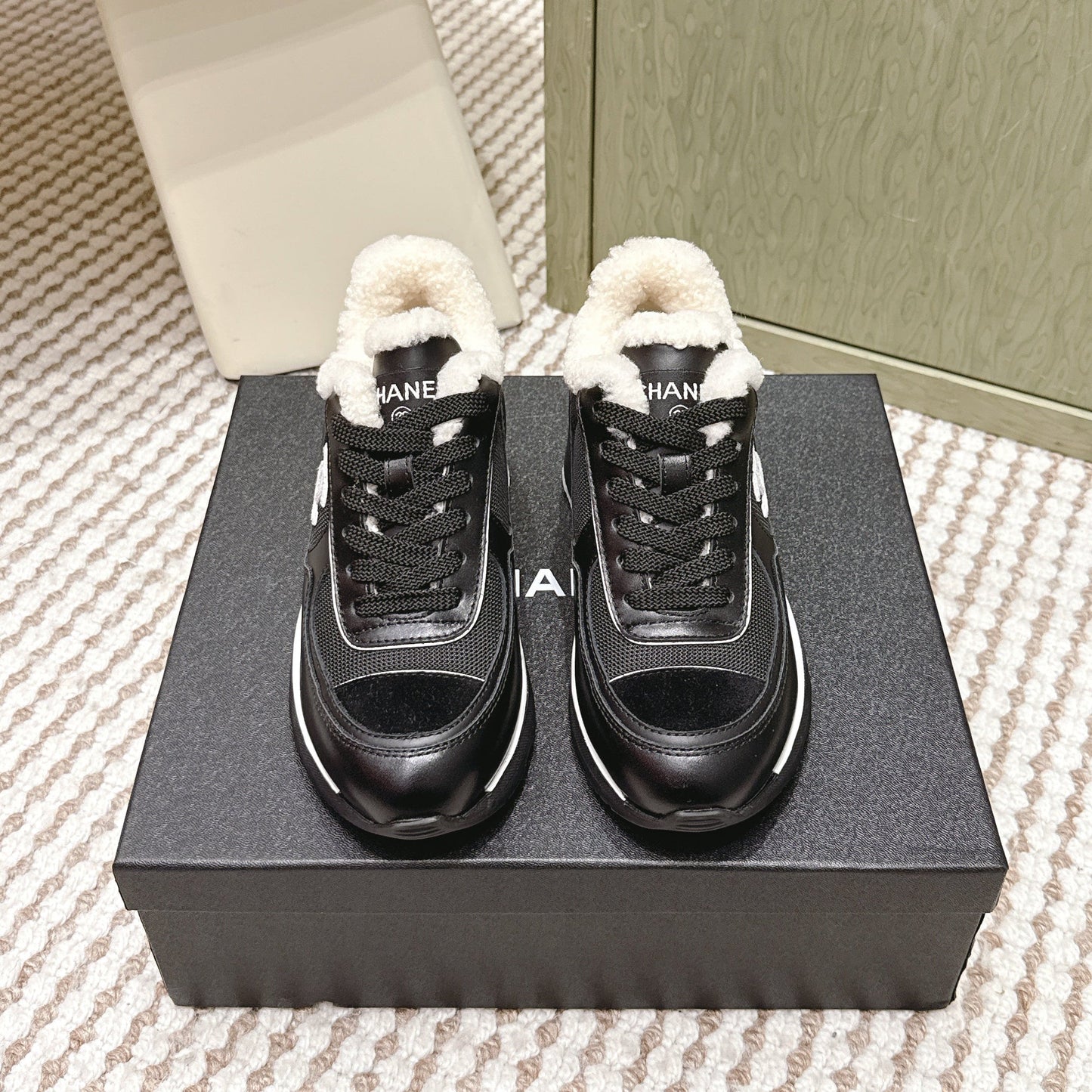 CHANEL 25S SNEAKERS IN BLACK SYNTHETIC FABRIC AND SUEDE CALFSKIN - 35