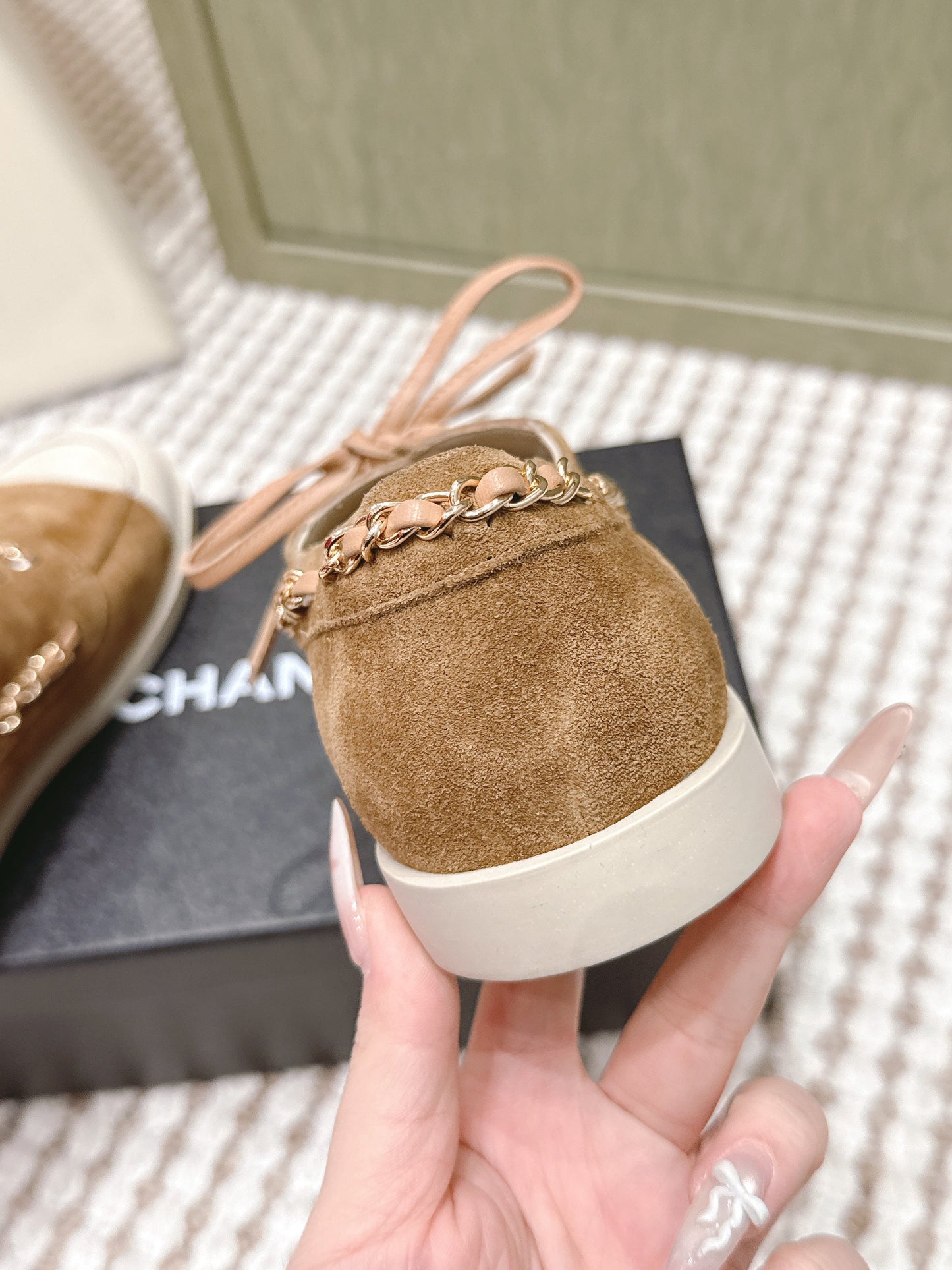 CHANEL 25S MOCCASINS IN BROWN AND LIGHT GREY SUEDE - 35
