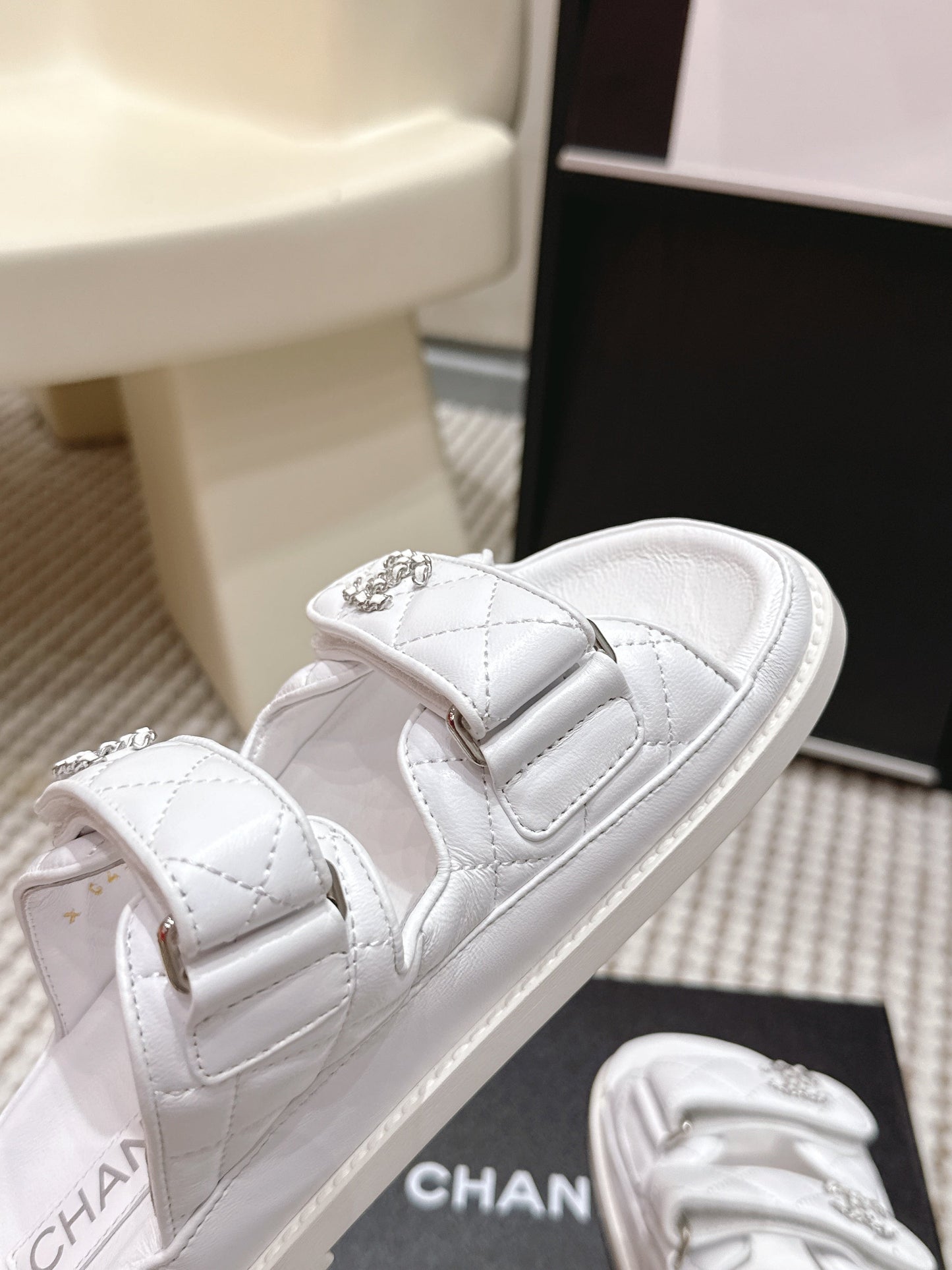 CHANEL 26S SANDALS IN WHITE CALFSKIN