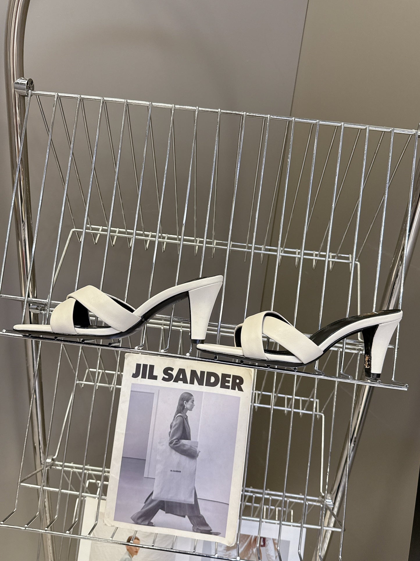 YSL 25S JILL MULES 75MM IN WHITE SMOOTH CALFSKIN - 35