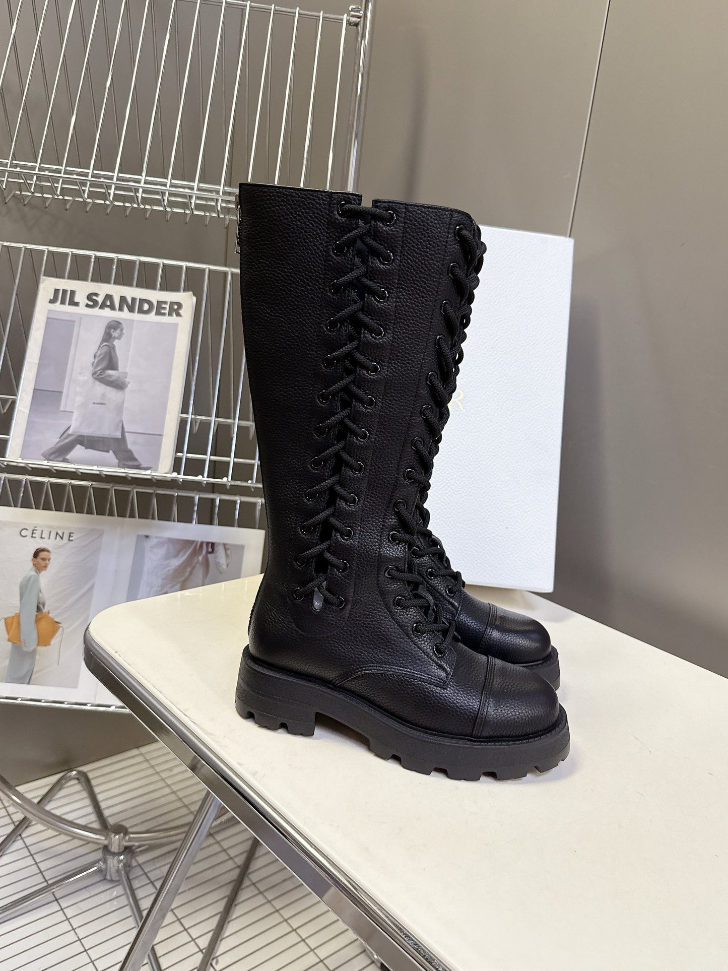 DIOR 25S D-ROAD BOOT IN BLACK GRAINED CALFSKIN - 35