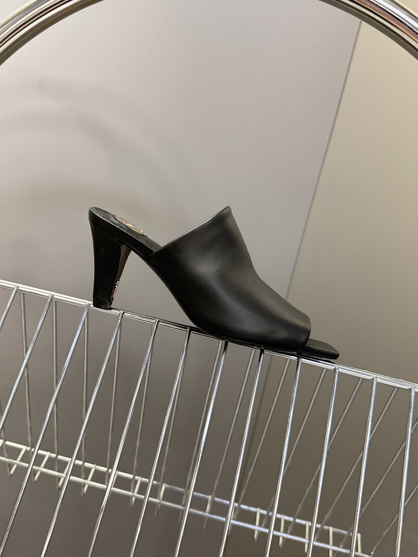 YSL 25S HIGH-HEEL SANDALS 75 MM IN BLACK LAMBSKIN - 35