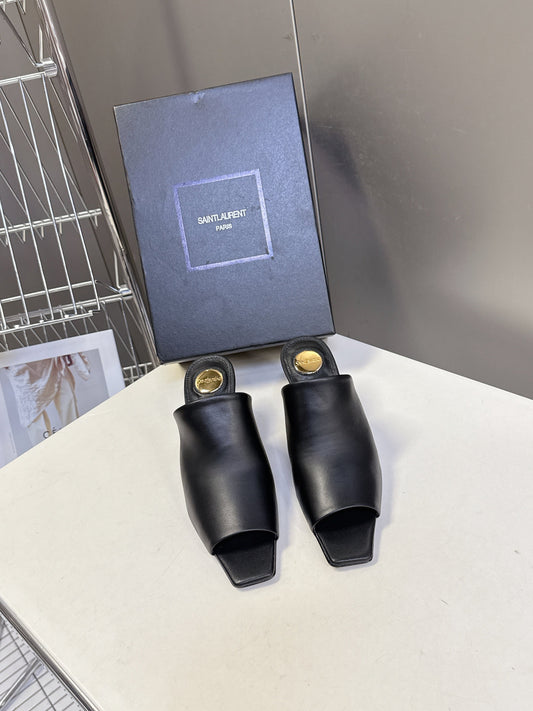 YSL 25S HIGH-HEEL SANDALS 75 MM IN BLACK LAMBSKIN - 35