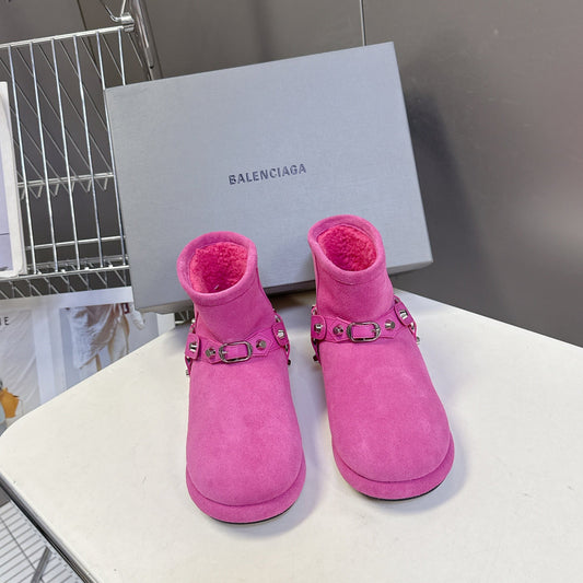 BALENCIAGA 25S ALASKA ANKLE BOOTS IN PINK SUEDE AND LAMBSKIN - 35