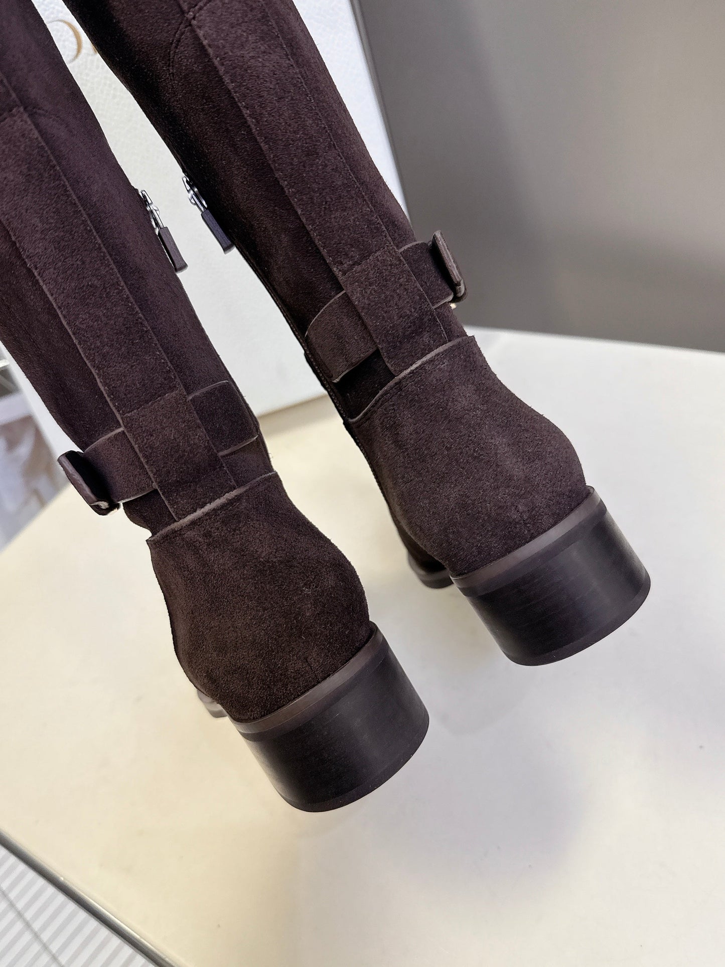 DIOR 25S BROWN HIGH BOOTS IN DARK BROWN SUEDE - 35