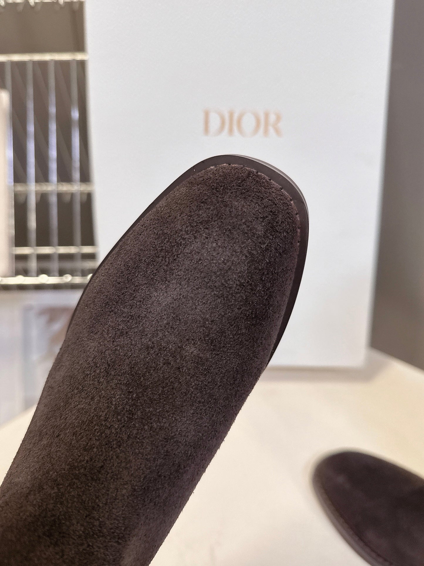 DIOR 25S BROWN HIGH BOOTS IN DARK BROWN SUEDE - 35