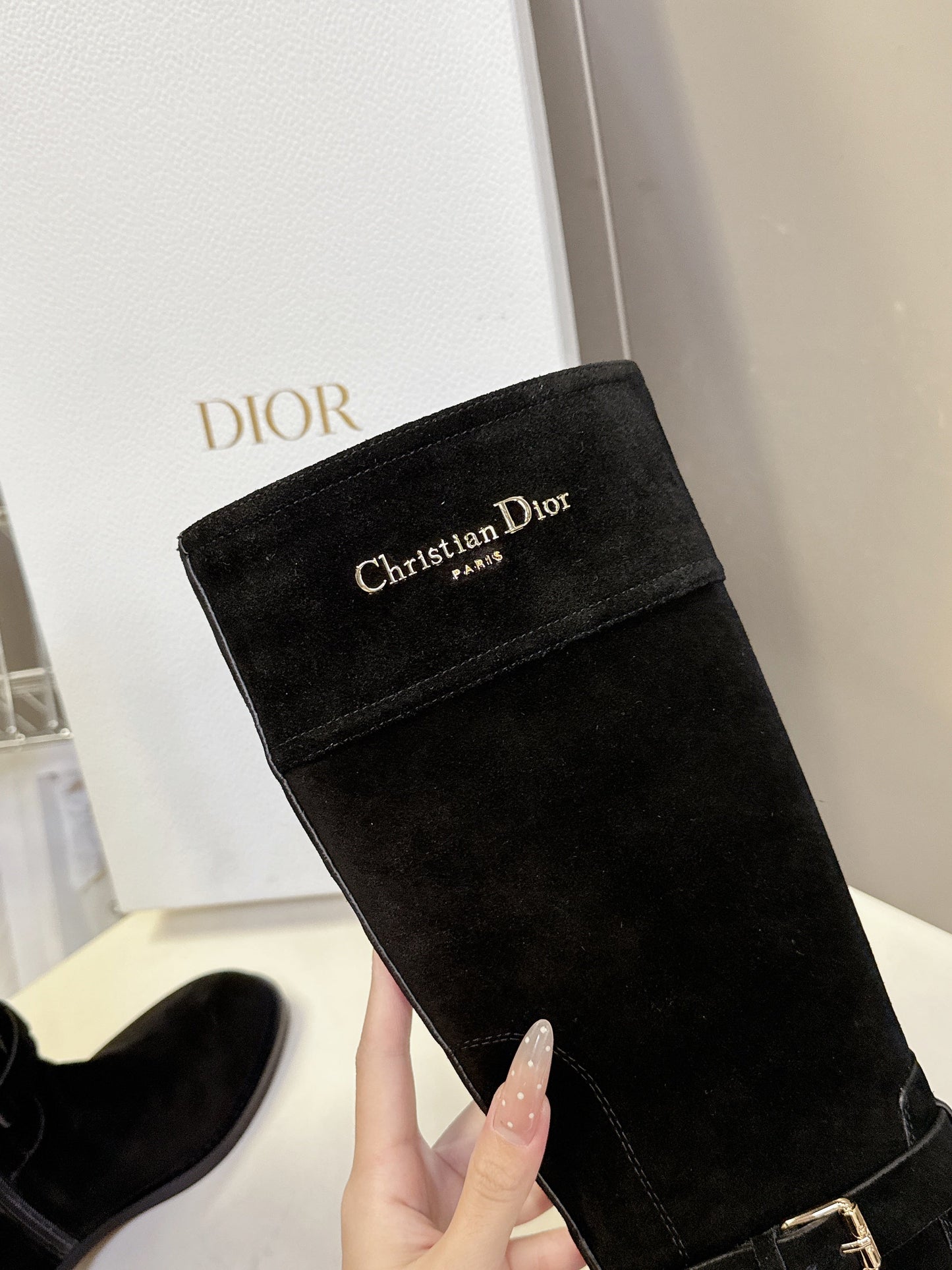 DIOR 25S BLACK HIGH BOOTS IN BLACK SUEDE - 35