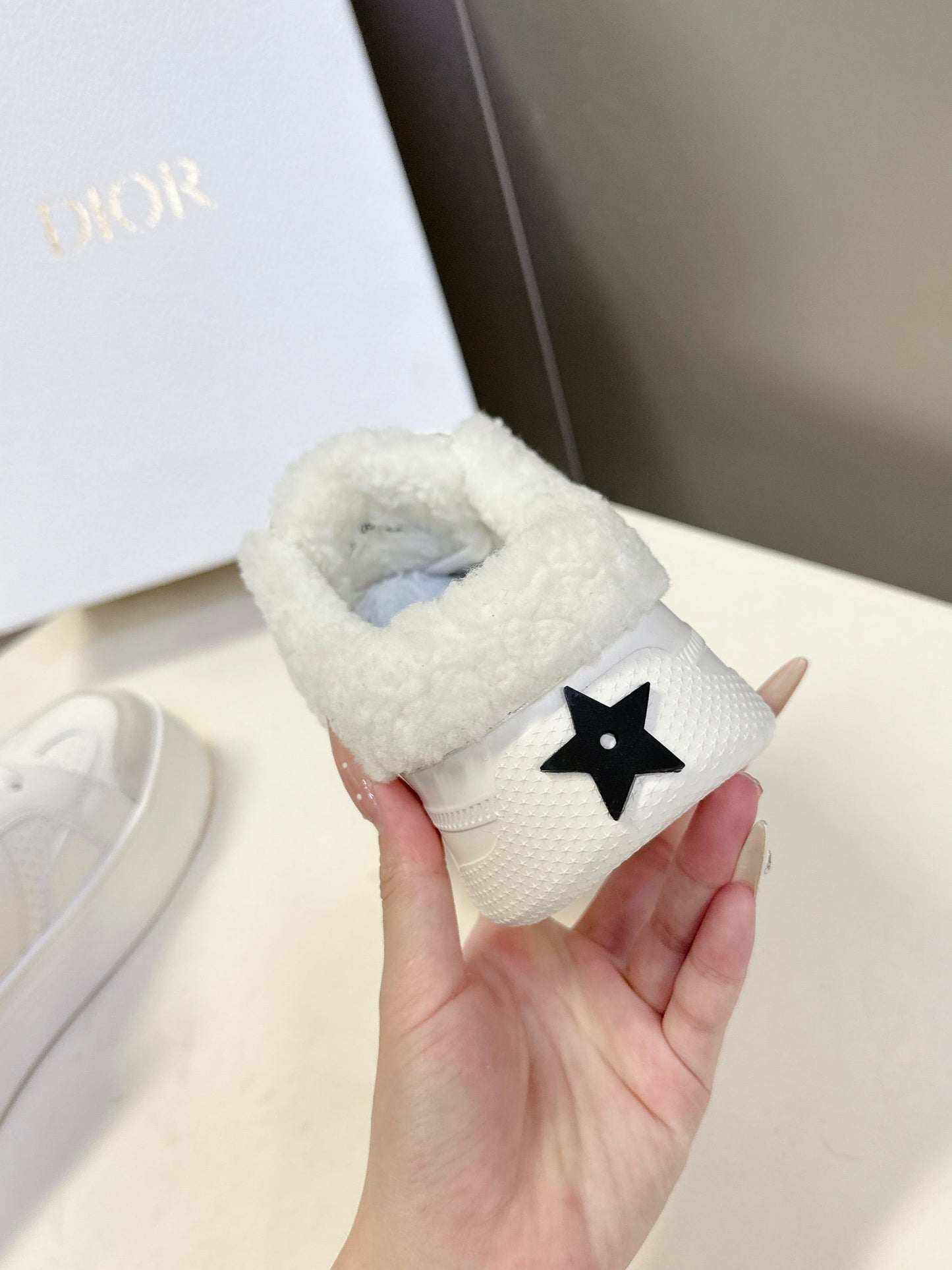 DIOR 25S DIOR STAR SNEAKERS 40 MM IN WHITE LAMBSKIN AND WOOL STYLE 1 - 35