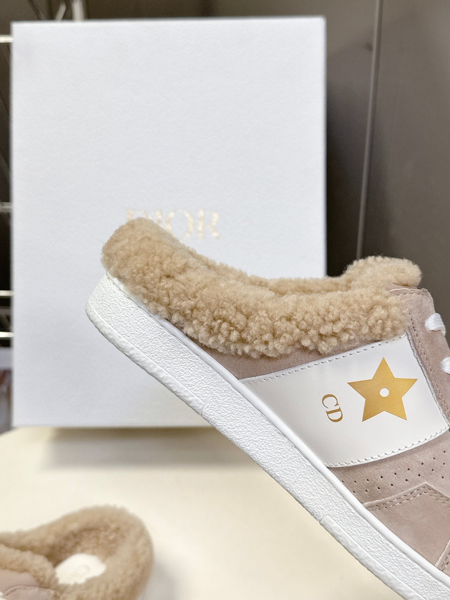 DIOR 25S DIOR STAR SNEAKERS IN NUDE PINK SUEDE AND WOOL - 35