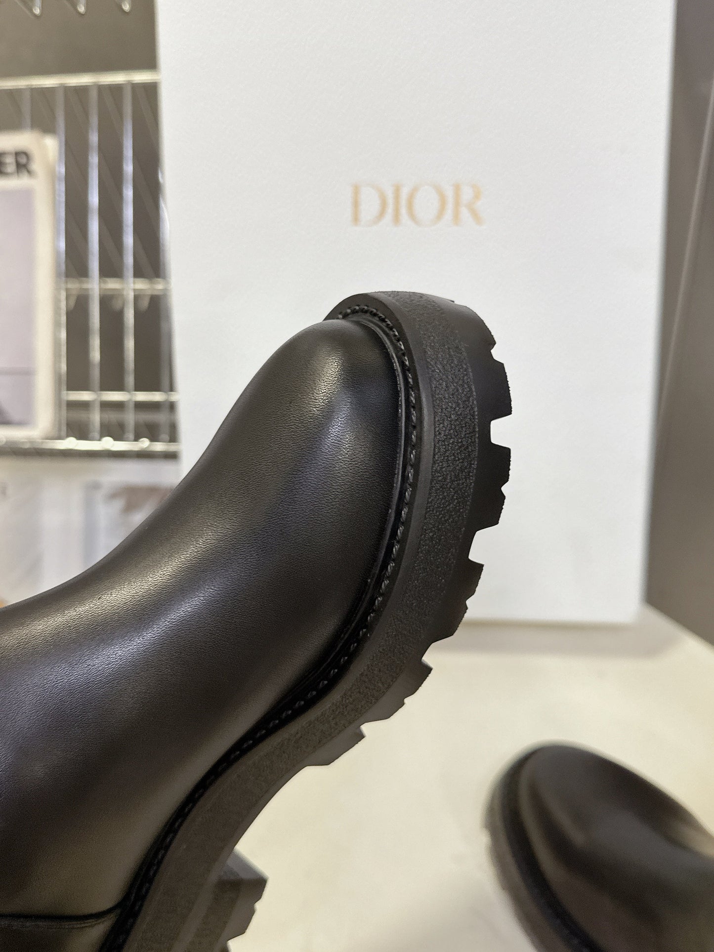 DIOR 25S D-MAJOR ANKLE BOOTS IN BLACK CALFSKIN AND BEIGE FABRIC - 35