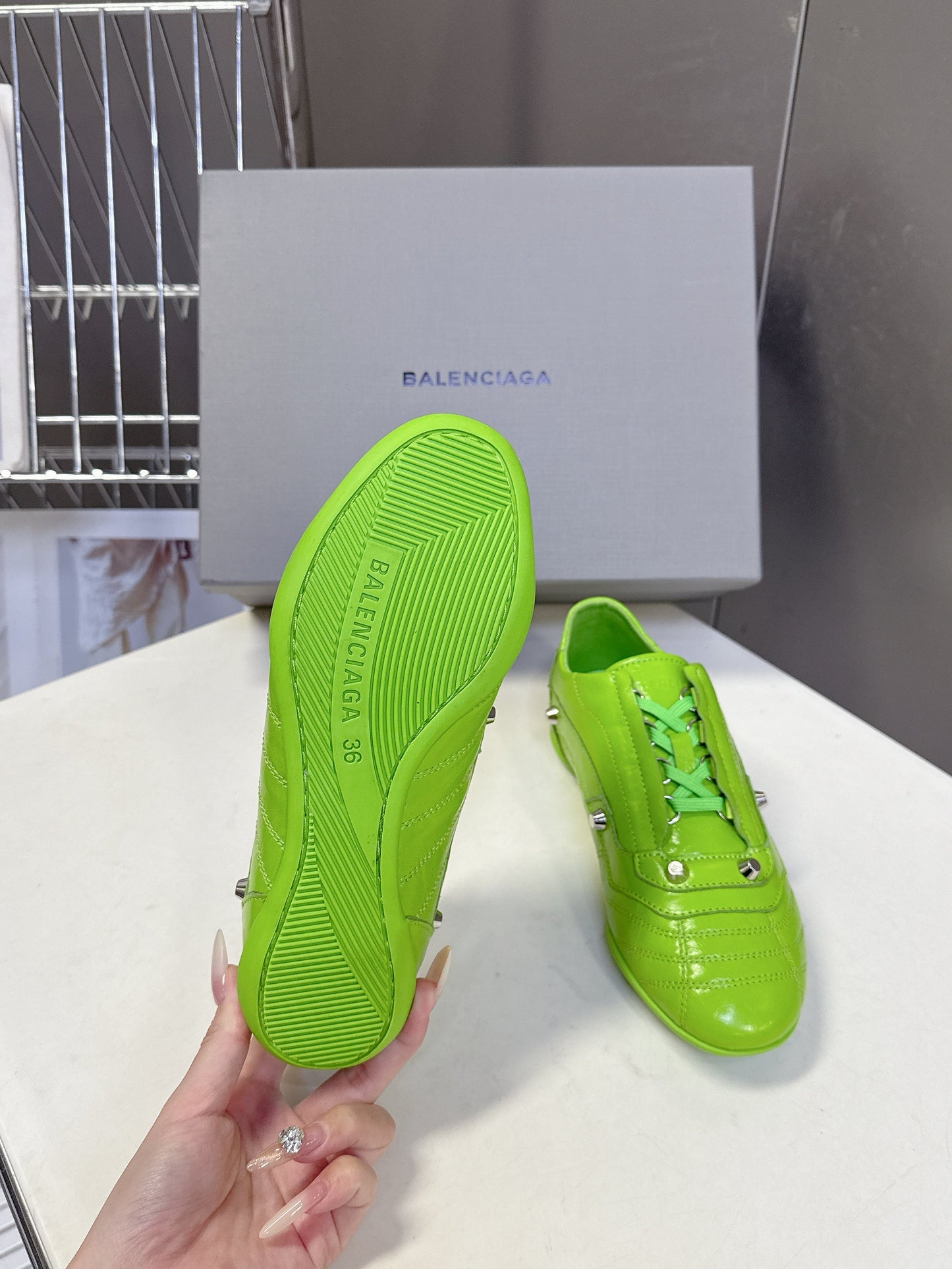 BALENCIAGA 25S SNEAKER IN GREEN CALFSKIN - 35