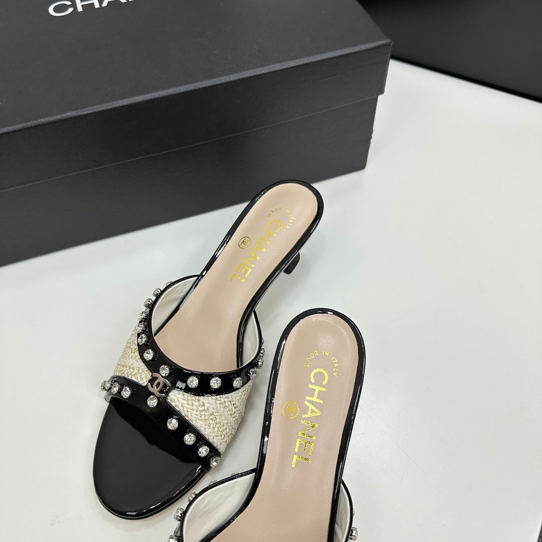 CC HIGH HEEL 25S 50 MM IN WHITE AND LIGHT BEIGE RAFFIA WITH CRYSTALS - 35