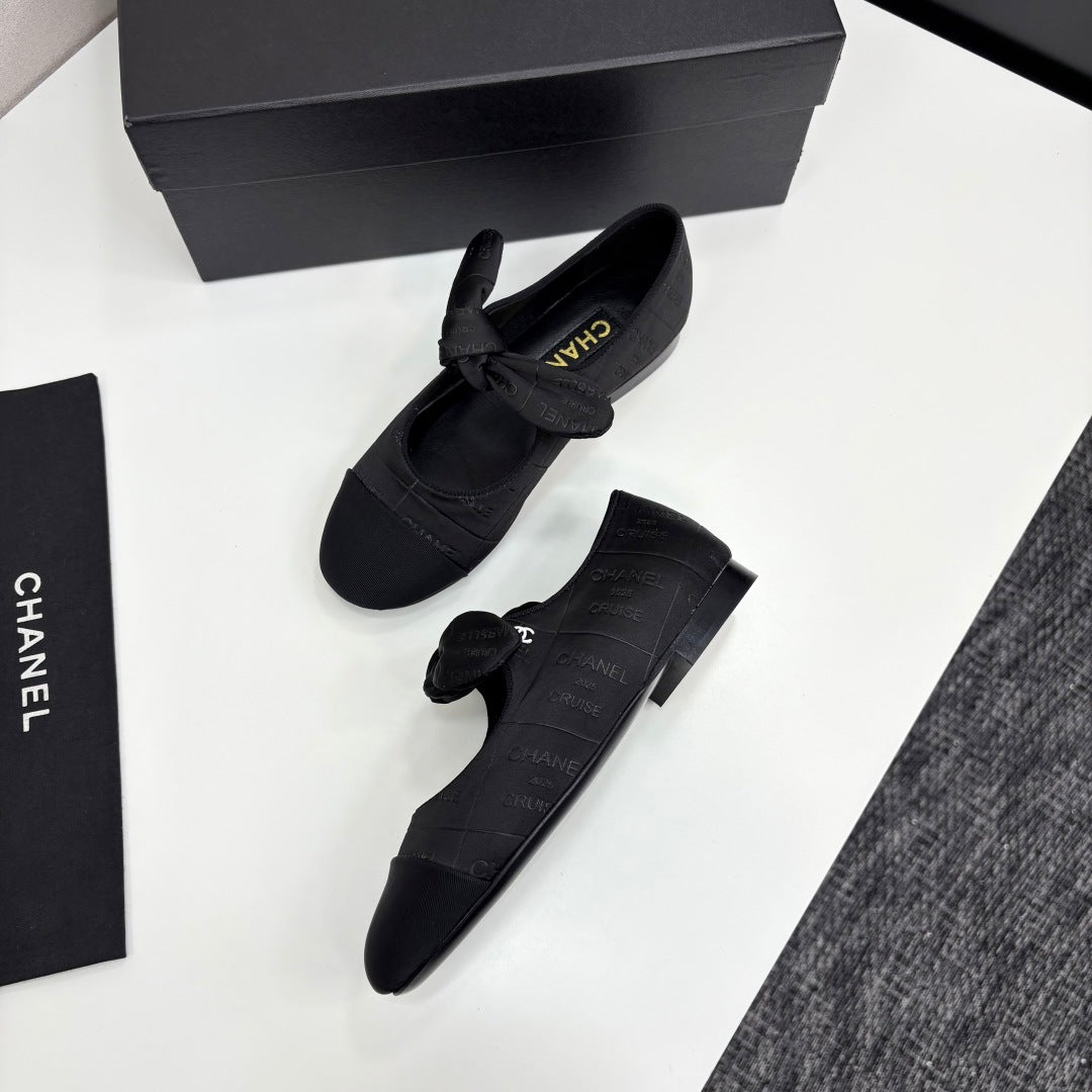 CC BALLET FLATS 25S IN BLACK FABRIC WITH BOW - 35