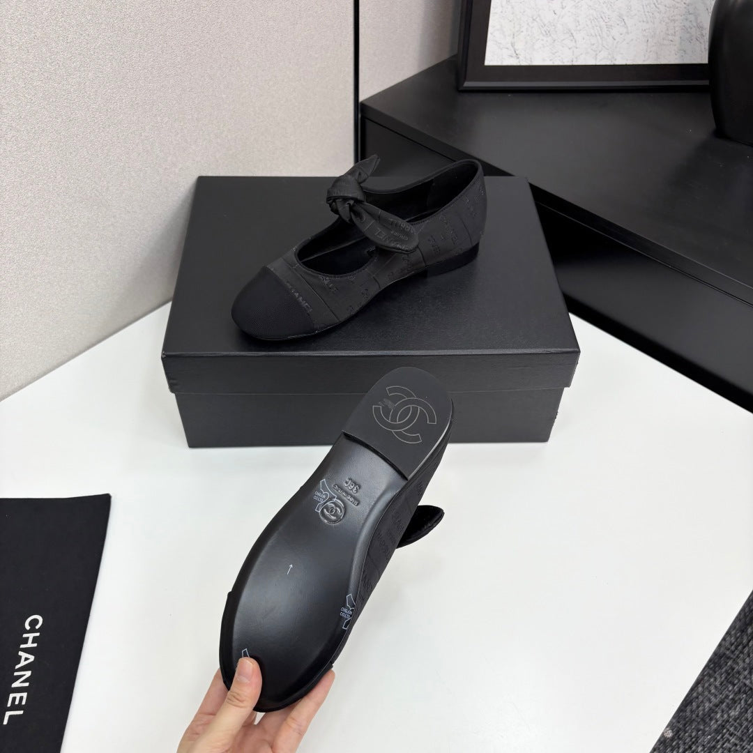 CC BALLET FLATS 25S IN BLACK FABRIC WITH BOW - 35