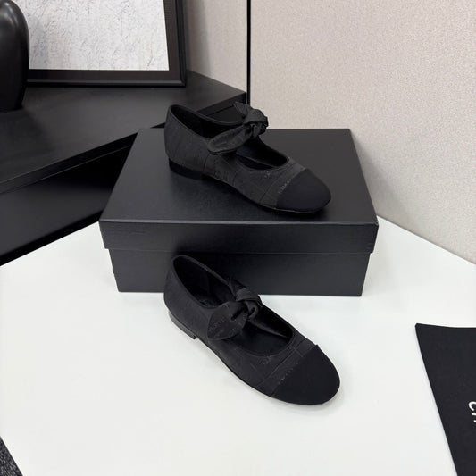 CC BALLET FLATS 25S IN BLACK FABRIC WITH BOW - 35